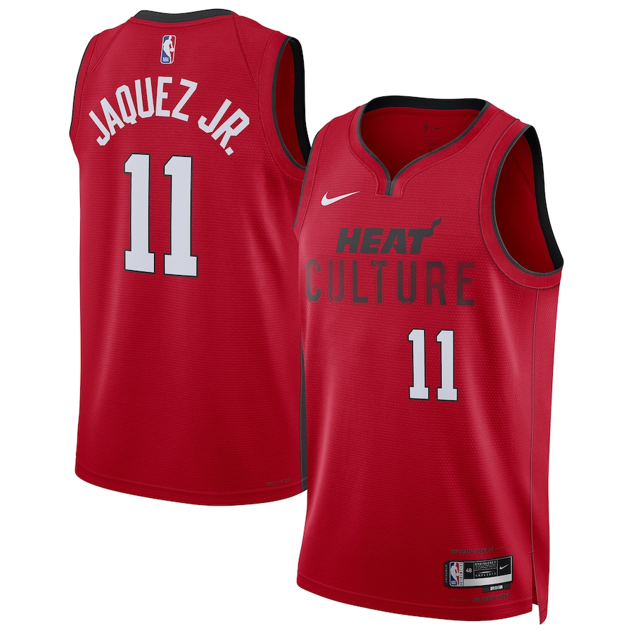 Men Miami Heat #11 Jaime Jaquez Jr. Nike Red City Edition 2024-25 Swingman Player NBA Jersey->miami heat->NBA Jersey